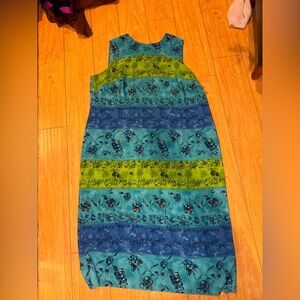 Sag Harbor Blue and Green Floral 90s Dream Dress